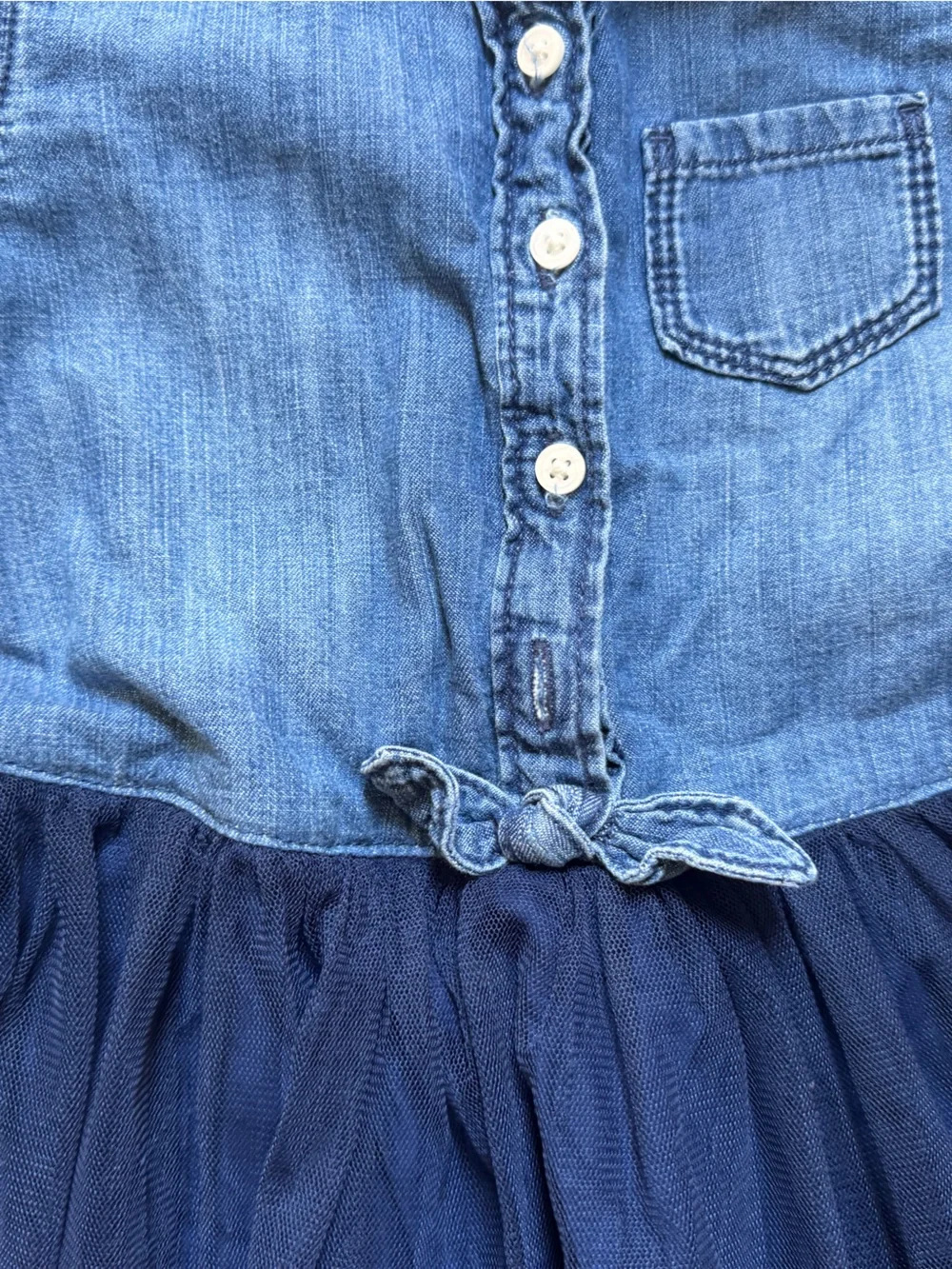 OshKosh B'gosh Denim Button-Down Dress with Navy Tulle Skirt
